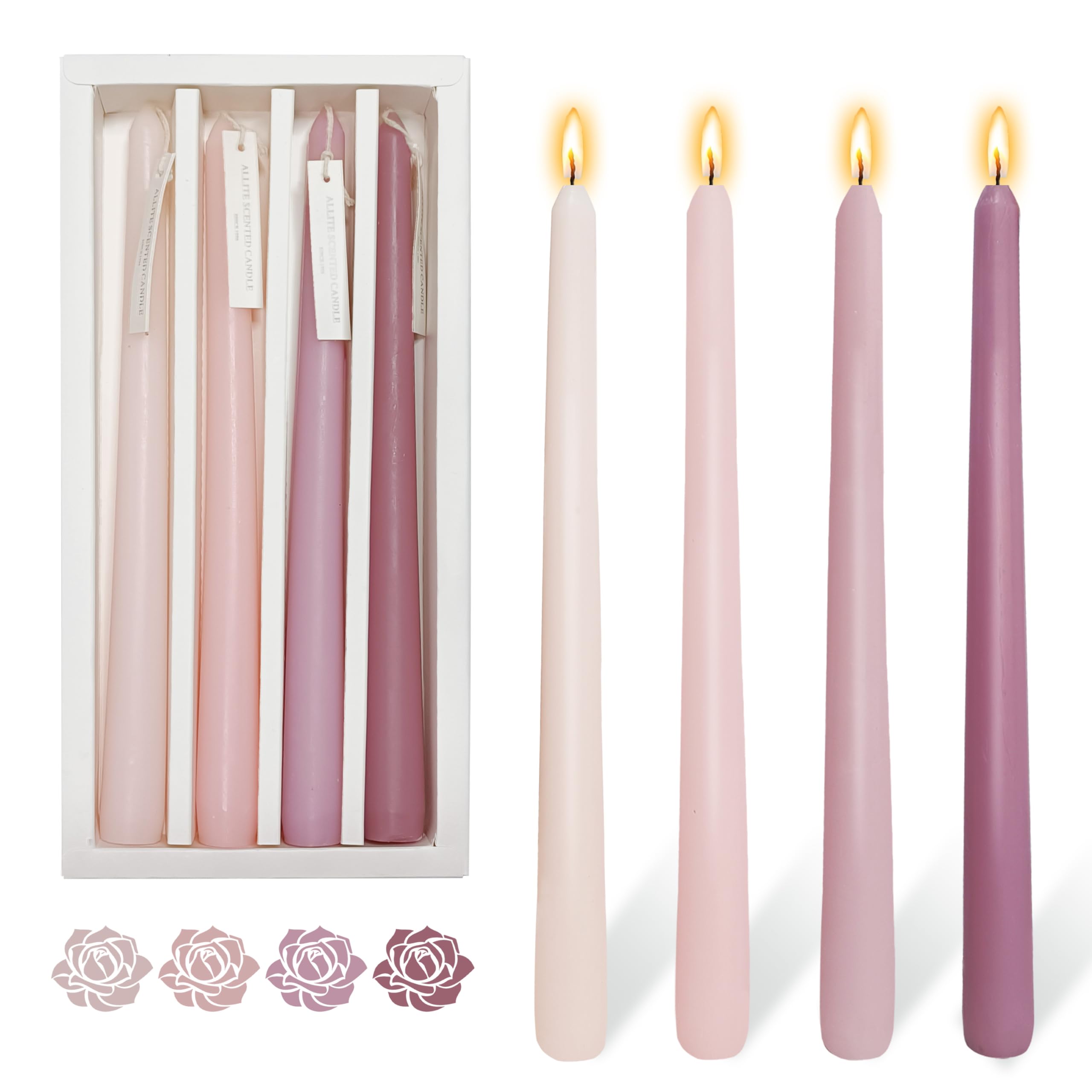 Amazon.com: 4 PCS Pink Taper Candles Rose Scented Long Pink